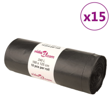vidaXL szemeteszsákok 150 db Fekete 240 L tisztító- és takarítószer, higiénia