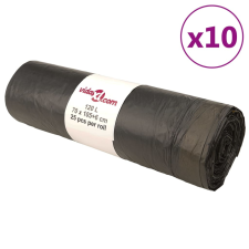vidaXL szemeteszsákok húzózsinórral 250 db Fekete 120 L tisztító- és takarítószer, higiénia
