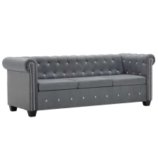 vidaXL szürke 3 személyes bársony Chesterfield kanapé 199x75x72 cm bútor