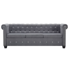 vidaXL szürke 3 személyes bársony Chesterfield kanapé 199x75x72 cm (247144) bútor