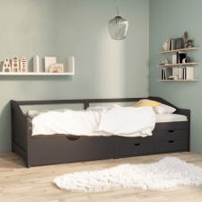 vidaXL szürke 3-személyes tömör fenyőfa kanapéágy fiókokkal 90x200 cm ágy és ágykellék
