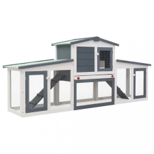 vidaXL Szürke és fehér fa kültéri nyúlketrec 204 x 45 x 85 cm ketrec, szállítóbox rágcsálóknak