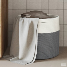 vidaXL Szürke és fehér pamut tárolókosár Ø40 x 35 cm bútor