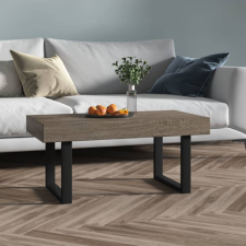 vidaXL szürke és fekete MDF és vas dohányzóasztal 90x45x40 cm bútor