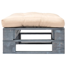 vidaXL szürke fa kerti raklapzsámoly homokszínű párnával (275281) kerti bútor