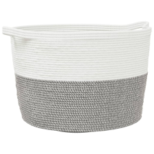 vidaXL szürke-fehér pamut szennyeskosár Ø60 x 36 cm (358474) bútor