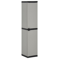 vidaXL szürke-fekete kerti tárolószekrény 3 polccal 34 x 40 x 168 cm kerti tárolás