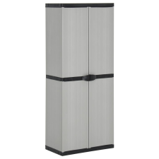 vidaXL szürke-fekete kerti tárolószekrény 3 polccal 68 x 40 x 168 cm kerti tárolás