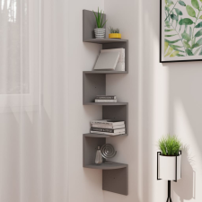 vidaXL Szürke forgácslap fali sarokpolc 19 x 19 x 123 cm bútor