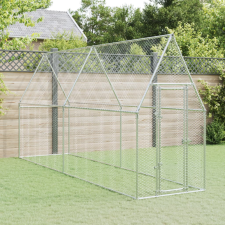 vidaXL Szürke horganyzott acél csirkeketrec 400x100x190 cm haszonállat felszerelés