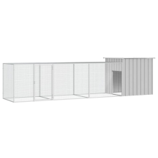 vidaXL Szürke horganyzott acél csirkeketrec 400x91x100 cm haszonállat felszerelés