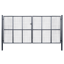 vidaXL Szürke horganyzott acél hálós kertkapu 400 x 175 cm kerti dekoráció