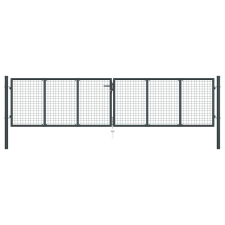 vidaXL szürke horganyzott acél rácsos kertkapu 400 x 150 cm kerti bútor