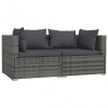 vidaXL Szürke kétszemélyes polyrattan kanapé párnákkal