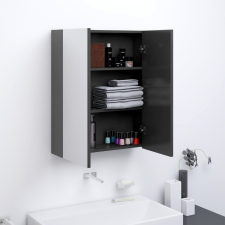 vidaXL szürke MDF tükrös fürdőszobaszekrény 60 x 15 x 75 cm fürdőszoba bútor