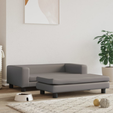 vidaXL szürke műbőr kutyaágy hosszabbítóval 100 x 50 x 30 cm szállítóbox, fekhely kutyáknak