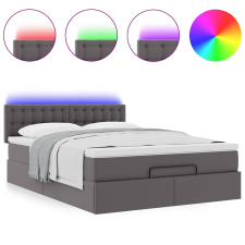 vidaXL szürke műbőr ottomán ágy matracokkal & LED-ek 140x190cm (3312155) ágy és ágykellék