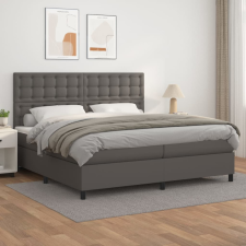 vidaXL szürke műbőr rugós ágy matraccal 200 x 200 cm ágy és ágykellék