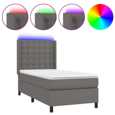 vidaXL szürke műbőr rugós ágy matraccal és LED-del 100x200 cm (3139371) ágy és ágykellék