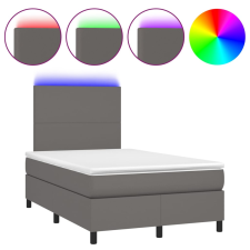 vidaXL szürke műbőr rugós ágy matraccal és LED-del 120x200 cm (3135817) ágy és ágykellék