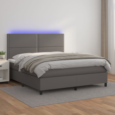 vidaXL szürke műbőr rugós ágy matraccal és LED-del 140x190 cm ágy és ágykellék