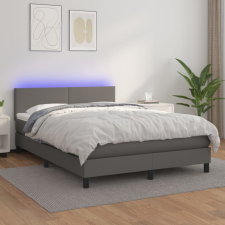 vidaXL szürke műbőr rugós ágy matraccal és LED-del 140x190 cm ágy és ágykellék