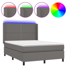 vidaXL szürke műbőr rugós ágy matraccal és LED-del 140x190 cm (3139323) ágy és ágykellék