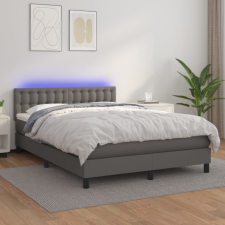 vidaXL szürke műbőr rugós ágy matraccal és LED-del 140x200 cm ágy és ágykellék