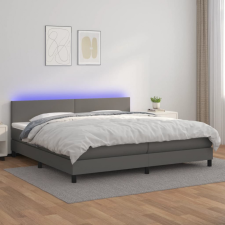 vidaXL szürke műbőr rugós ágy matraccal és LED-del 200x200 cm ágy és ágykellék
