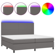 vidaXL szürke műbőr rugós ágy matraccal és LED-del 200x200 cm (3135847) ágy és ágykellék
