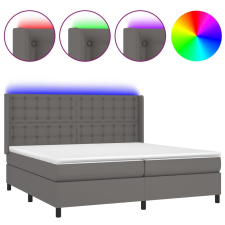 vidaXL szürke műbőr rugós ágy matraccal és LED-del 200x200 cm (3139407) ágy és ágykellék