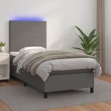 vidaXL szürke műbőr rugós ágy matraccal és LED-del 90x190 cm ágy és ágykellék