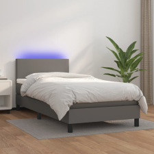 vidaXL Szürke műbőr rugós ágy matraccal és led-del 90x200 cm ágy és ágykellék