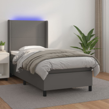 vidaXL szürke műbőr rugós ágy matraccal és LED-del 90x200 cm ágy és ágykellék