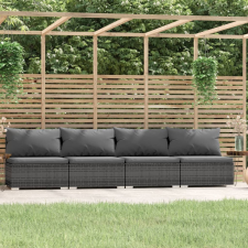 vidaXL szürke négyszemélyes polyrattan kanapé párnákkal kerti bútor