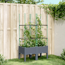 vidaXL szürke polipropilén rácsos kerti ültetőláda 80 x 40 x 142,5 cm kerti tárolás