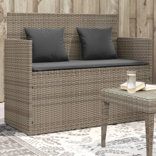 vidaXL szürke polyrattan akácfa kerti pad párnával kerti bútor