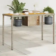vidaXL Szürke polyrattan akácfa lapos kerti asztal 115x54x74 cm kerti bútor