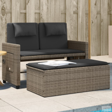 vidaXL Szürke polyrattan dönthető kerti pad párnával kerti bútor