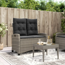 vidaXL szürke polyrattan dönthető kerti pad párnával kerti bútor