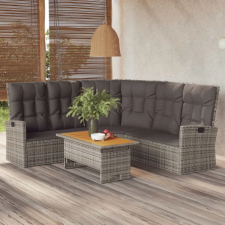 vidaXL szürke polyrattan dönthető sarokkanapé párnákkal kerti bútor