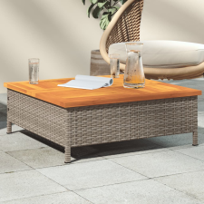 vidaXL szürke polyrattan és akácfa kerti asztal 70 x 70 x 25 cm kerti bútor