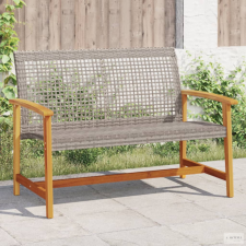 vidaXL Szürke polyrattan és akácfa kerti pad 112 cm kerti bútor