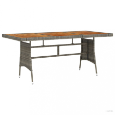 vidaXL Szürke polyrattan és tömör akácfa kerti asztal 160 x 70 x 72 cm kerti bútor
