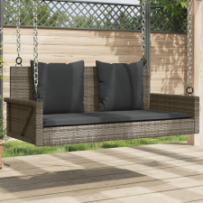 vidaXL szürke polyrattan hintapad párnákkal 119x56x48 cm hintaágy