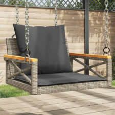 vidaXL Szürke polyrattan hintapad párnákkal 63 x 62 x 40 cm hintaágy