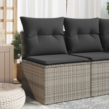 vidaXL szürke polyrattan karfa nélküli kerti kanapé párnával kerti bútor