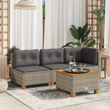 vidaXL szürke polyrattan karfa nélküli kerti kanapé párnával kerti bútor