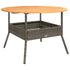 vidaXL szürke polyrattan kerti asztal akácfa lappal Ø110 x 71 cm kerti bútor