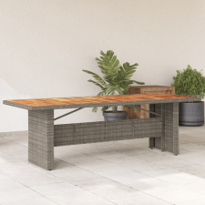 vidaXL szürke polyrattan kerti asztal akácfa lappal 240 x 90 x 75 cm kerti bútor